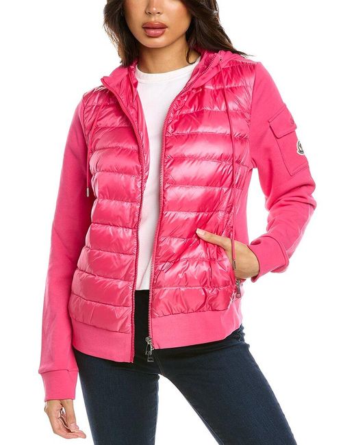 Moncler Puffer Front Cardigan in Pink | Lyst