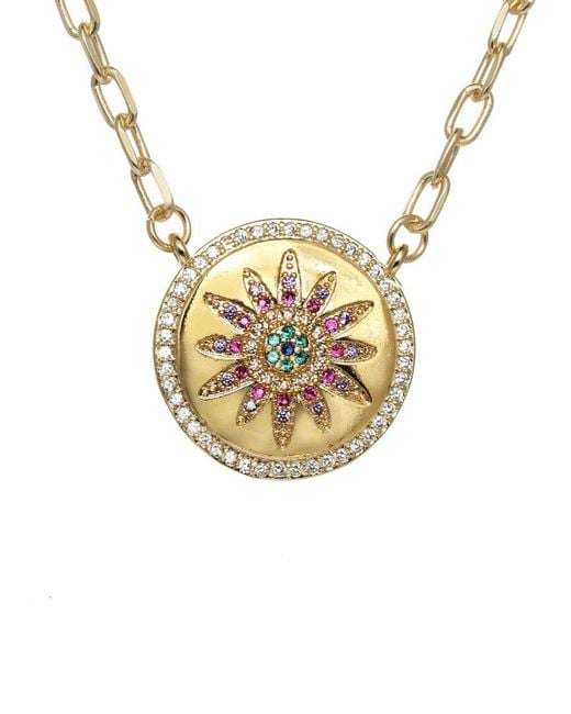 Rachel Reinhardt Jewelry Metallic 14k Over Silver Cz Starburst Necklace