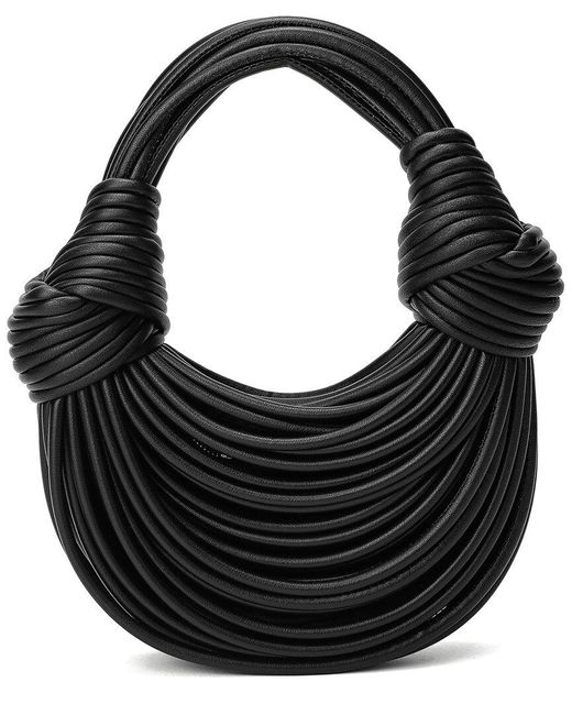 Tiffany & Fred Paris Black Smooth Leather String Bag