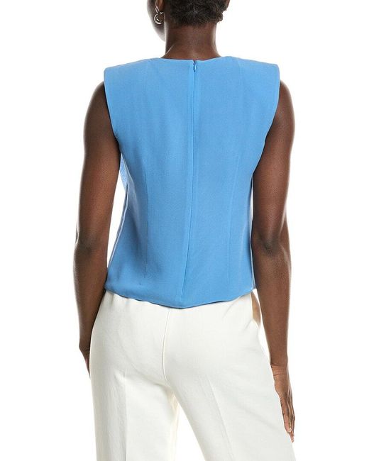 Akris Blue Silk Pintuck Blouse