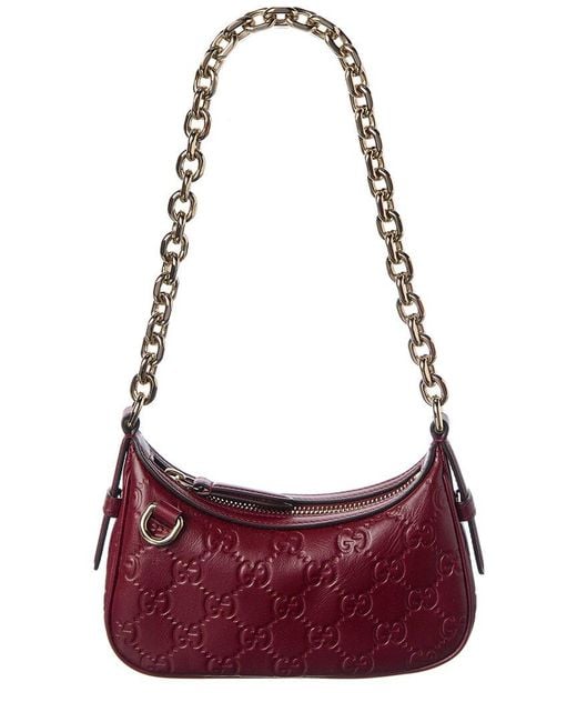 Gucci Purple Gg Emblem Leather Shoulder Bag