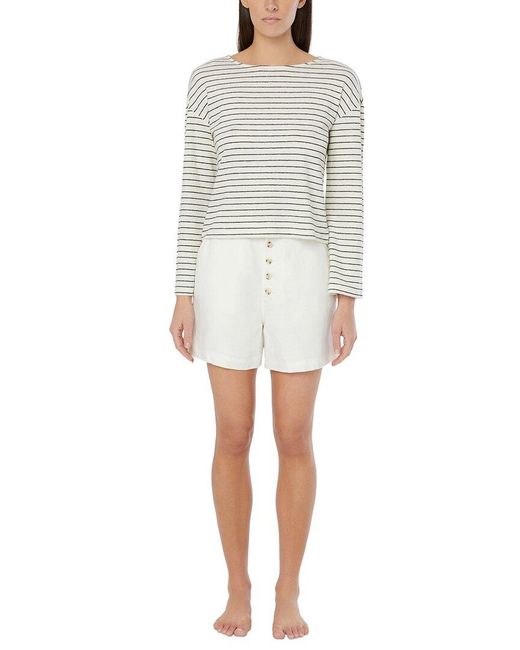 Onia White Linen-blend Jersey Boatneck Top