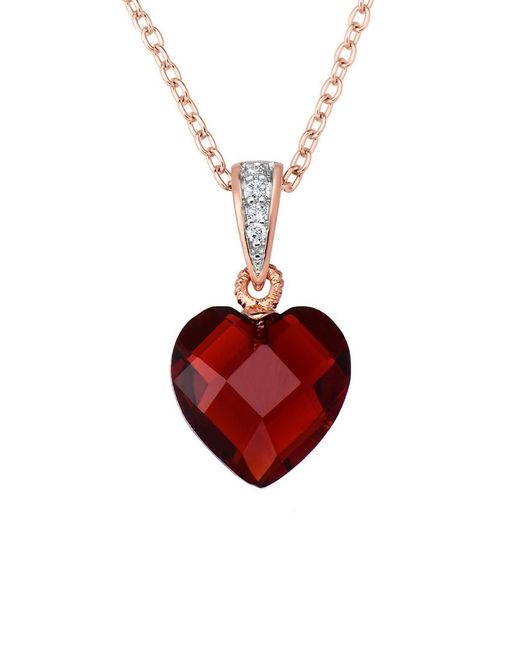 Genevive Jewelry Red 14k Rose Gold Vermeil Cz Necklace