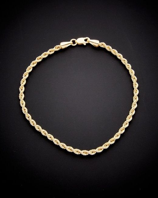 Italian Gold Black 14k Hollow Rope Bracelet