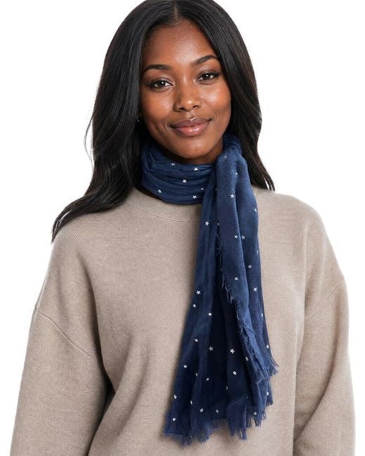 Blue Pacific Blue Vintage Stars Cashmere-Blend Neckerchief