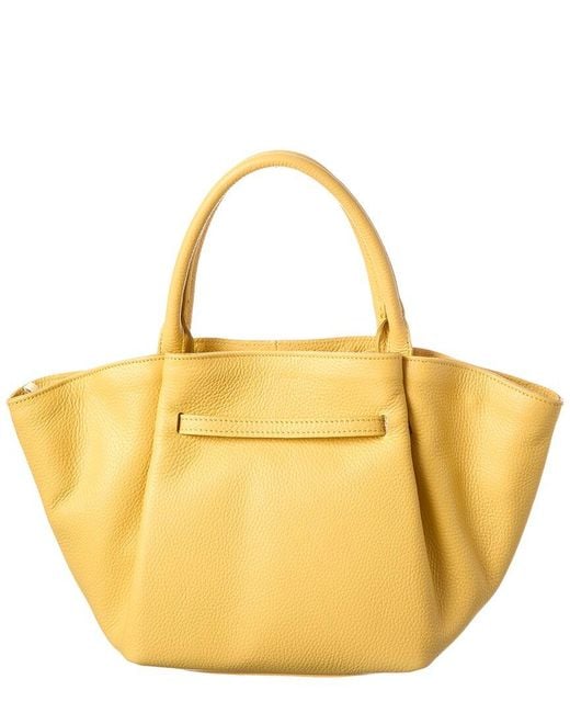 Italian Leather Yellow Top Handle Tote