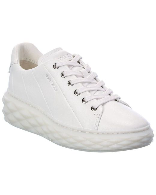 Jimmy Choo Diamond Light Maxi/f Leather Sneaker in White | Lyst