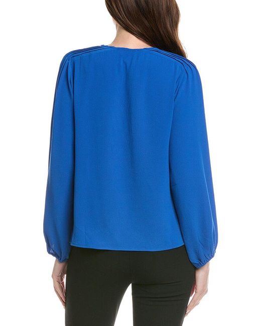 Cece Blue Pintuck Blouse