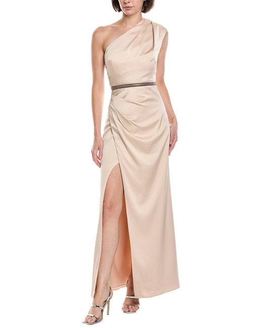 Aidan Mattox Natural Maxi Slim Column Dress