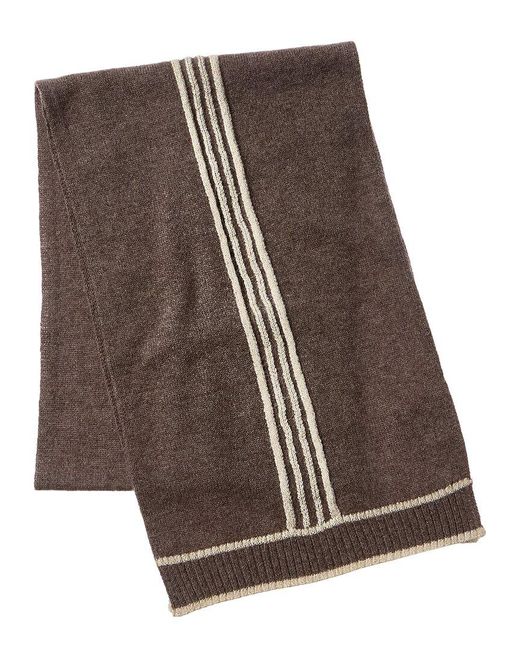 Hannah Rose Brown Lurex Stripe Cashmere & Wool-blend Scarf