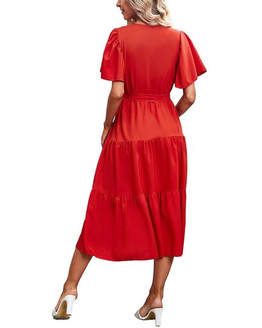 VERA DOLINI Red Midi Dress