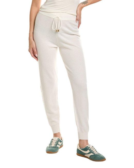 Brodie Cashmere White Luxe Cable Cashmere Jogger