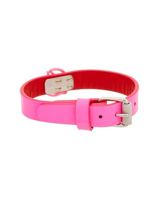 Christian Louboutin Pink Logo Leather Bracelet