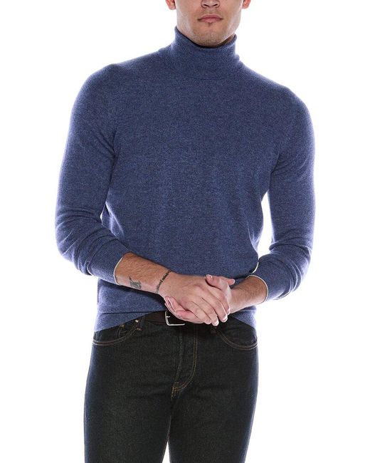 Brunello Cucinelli Blue Cashmere Turtleneck Sweater for men