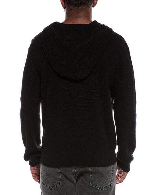 ATM Black Waffle Cashmere-Blend Hoodie for men