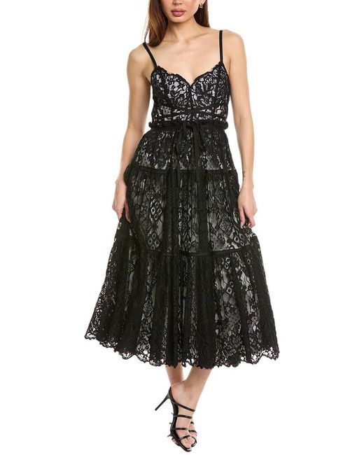 Cinq À Sept Black Lana Lace Midi Dress
