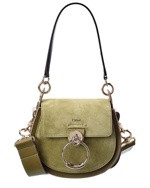 Chloé Metallic Tess Small Leather & Suede Shoulder Bag