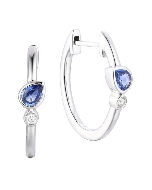 Gregg Ruth White 14K 0.45 Ct. Tw. Diamond & Sapphire Huggie Earring