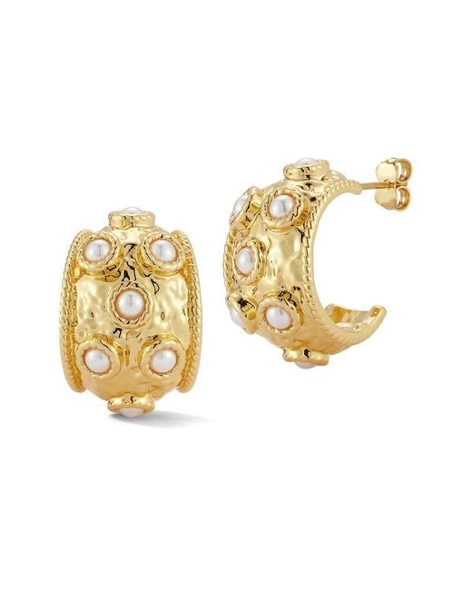 Chloe and Madison Metallic Plated Hammered Hoop Earrings
