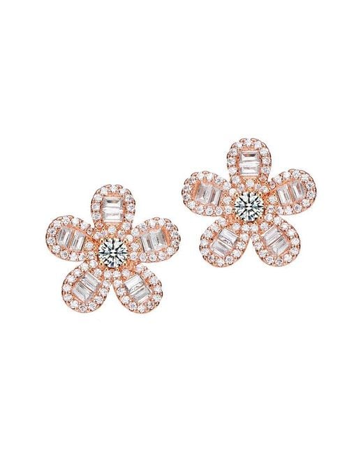 Genevive Jewelry White 18k Rose Gold Vermeil Cz Earrings