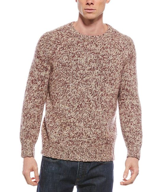 Brunello Cucinelli Brown Wool, Cashmere, & Silk-Blend Crewneck Sweater for men