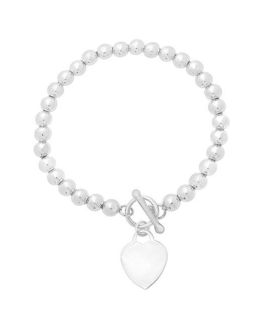Italian Silver White Bead Toggle Bracelet