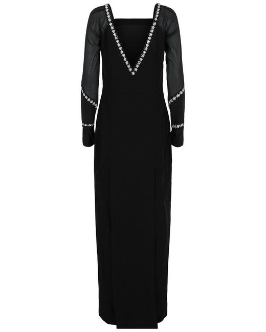Givenchy Black Crystal Embellished Crepe Gown