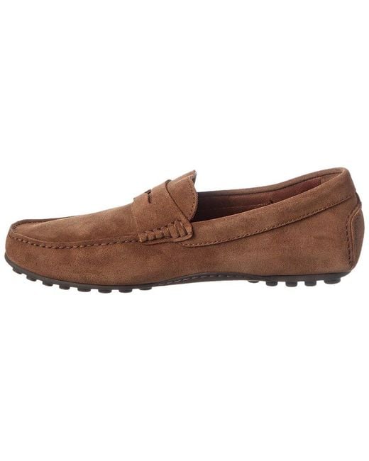 Aquatalia Brown Lucca Weatherproof Suede Loafer for men