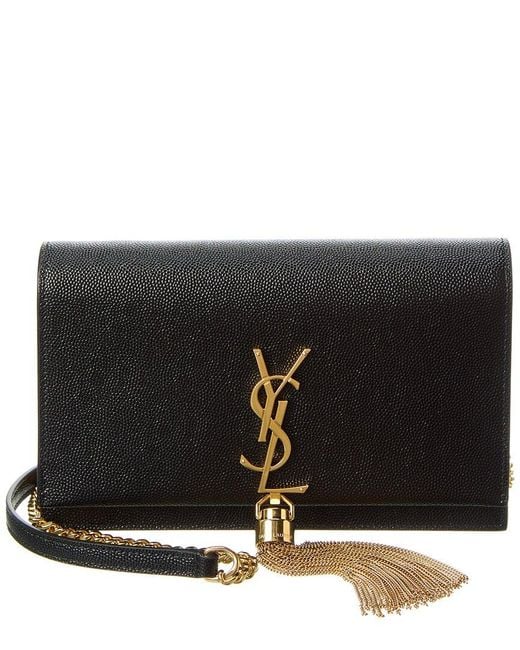 Saint Laurent Black Kate Leather Wallet On Chain