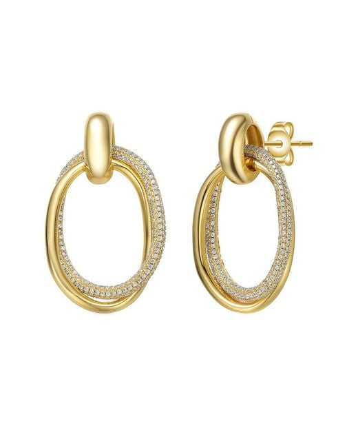 Rachel Glauber Metallic 14k Plated Cz Dangle Earrings