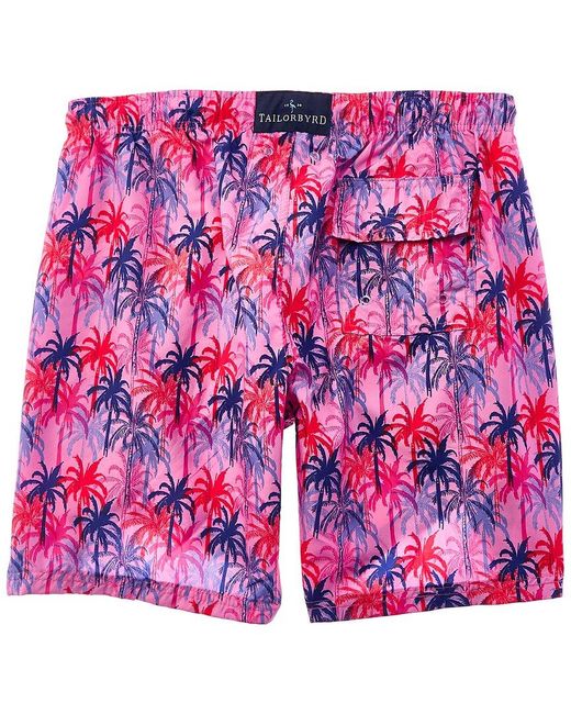 Tailorbyrd Pink Palm Trees Swim Trunk for men