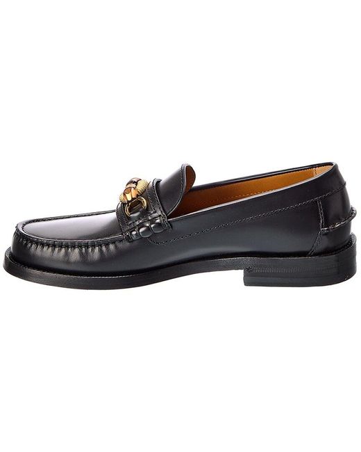 Gucci Black Bamboo Horsebit Leather Loafer