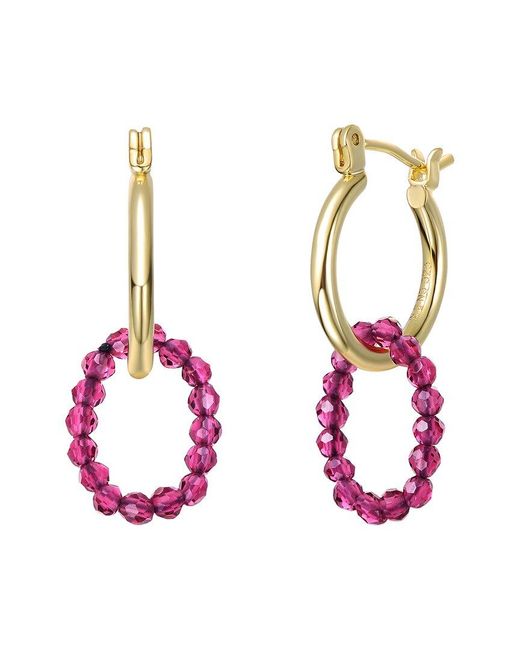 Rachel Glauber Pink 14K Plated Beaded Earrings