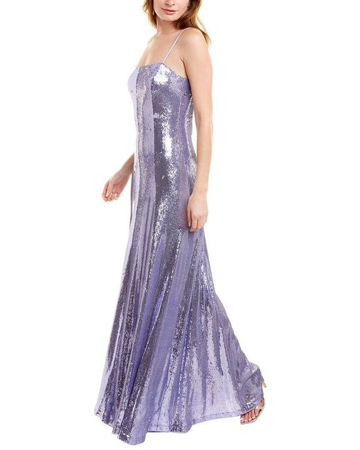Halston Heritage Purple Charlotte Sequin Gown