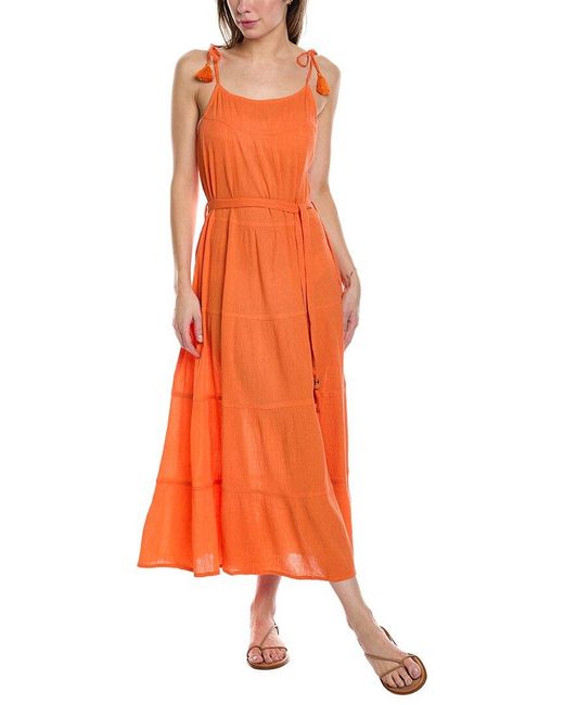 Melissa Odabash Orange Fru White Strapless Eyelet Maxi Dress