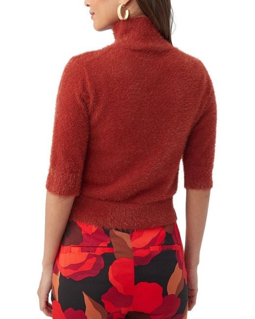 Trina Turk Red Mali Fuzzy Sweater