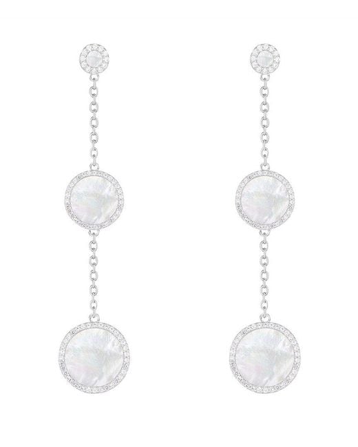 Splendid White Pearl Cz Dangle Earrings