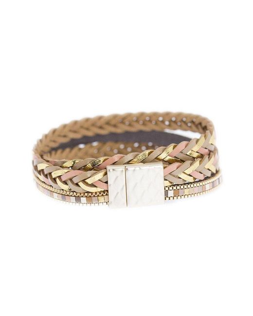 Saachi White All Tied Up Braided Leather Bracelet