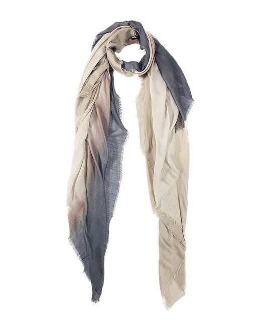 Blue Pacific White Vintage Dip-Dye Ombre Cashmere-Blend Scarf