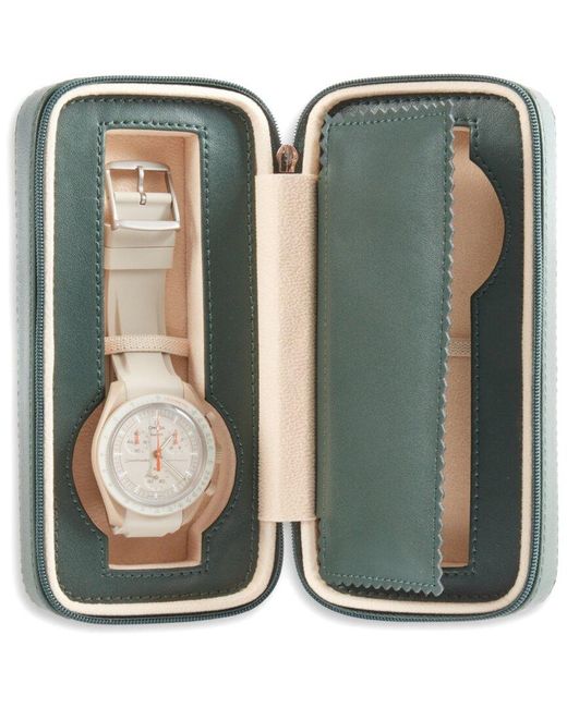 Bey-berk Green Davidson Leather Double Watch Travel Case