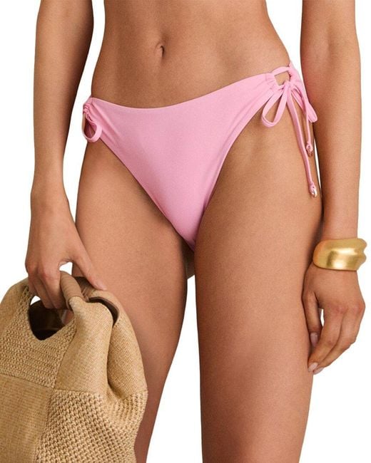 Reiss Pink Ari Side Tie Bikini Bottom