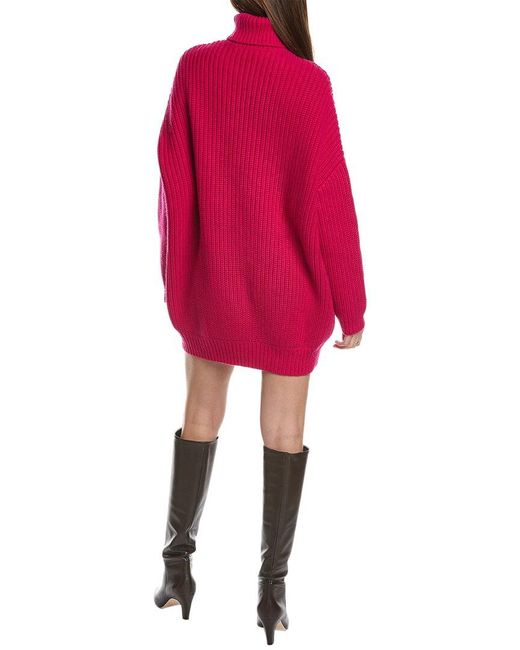 Michael Kors Red Shaker Turtleneck Cashmere Dress