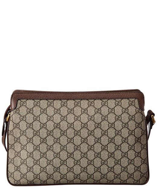 Gucci Gray Medium GG Supreme Canvas & Leather Shoulder Bag