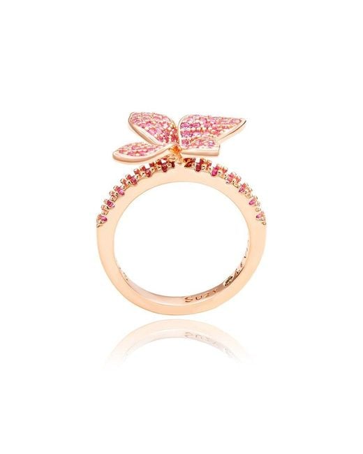 Suzy Levian Silver 0.02 Ct. Tw. Diamond & Pink Sapphire Ring