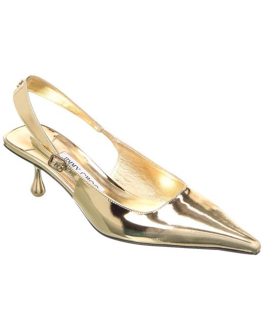 Jimmy Choo Metallic Amel 50 Leather Slingback Pump