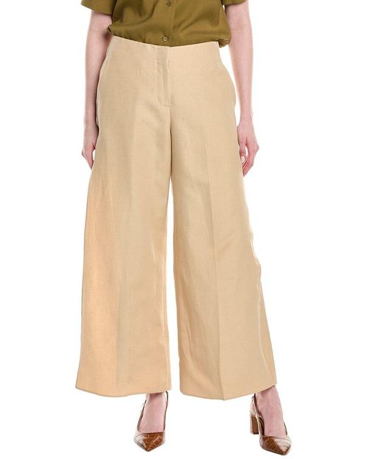 Lafayette 148 New York Natural Franklin Silk & Linen-blend Wide Leg Ankle Pant