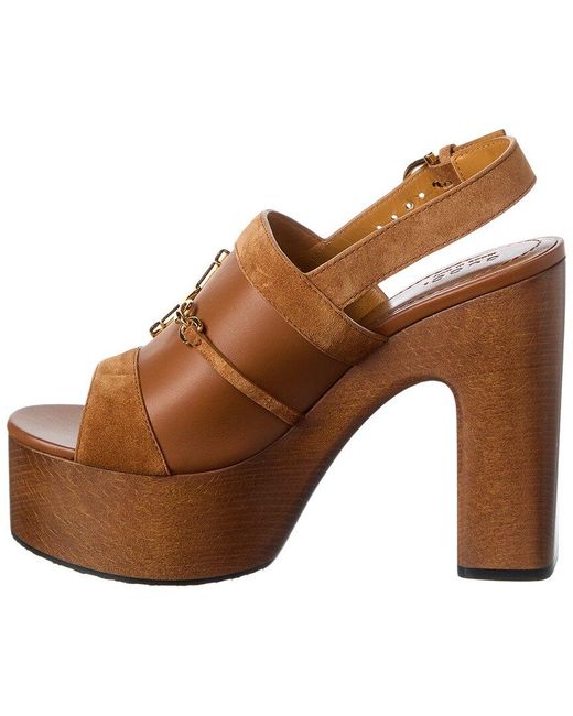 Gucci Brown Horsebit Suede & Leather Platform Sandal