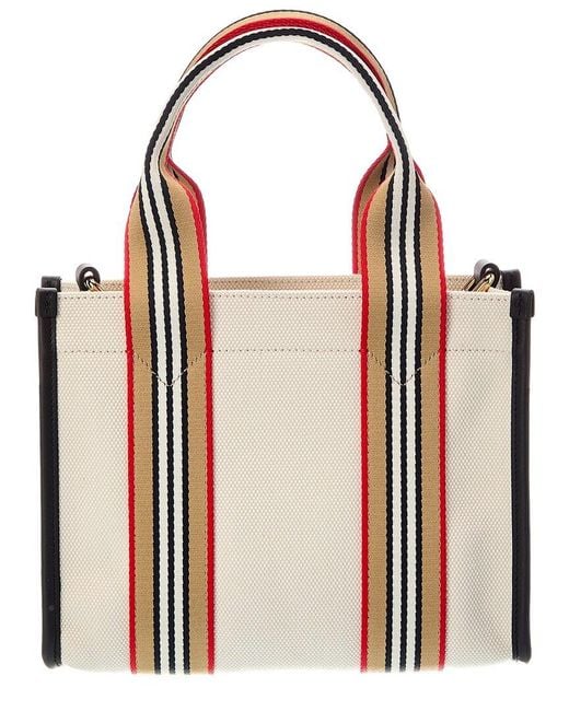 Burberry Brown Stripe Canvas & Leather Tote