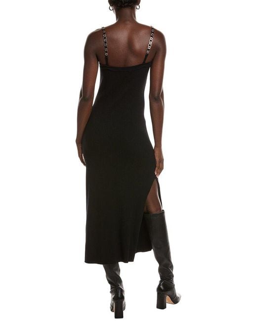 Maje Black Ribbed Midi Tank Dress