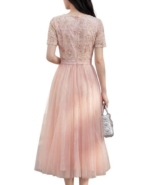 BURRYCO Pink Short Sleeve Midi Dress